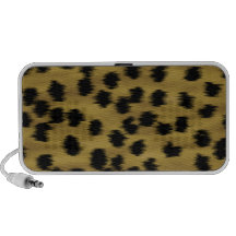 Black and Golden Brown Cheetah Print Pattern. Laptop Speakers