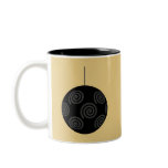 Black and Gray Christmas Bauble on Gold. Coffee Mug