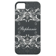 Black and gray floral flower iPhone 5 cases