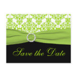 Black and Green Damask Save the Date Postcard