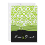 Black and Green Damask Wedding Invitation