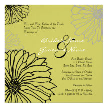 Black and Green Mum Flowers Wedding Invitation