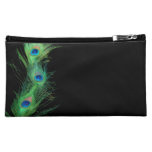 Black and Green Peacock Cosmetic Bag