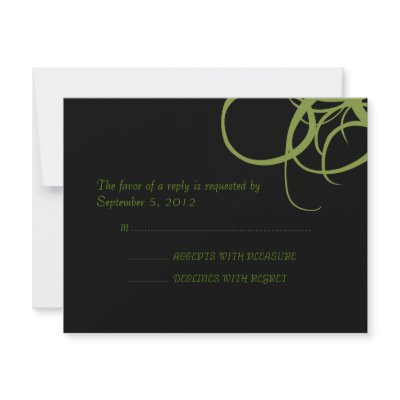 Black and Green Retro Wedding RSVP Personalised Announcement by TheBrideShop