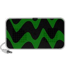 Black and Green Wavy Lines Mp3 Speakers