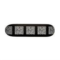 Black and Grey Cheetah Print Pattern. Custom Skateboard