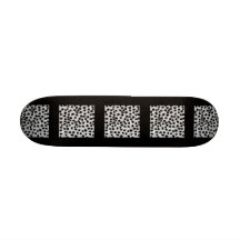 Black and Grey Cheetah Print Pattern. Custom Skateboard