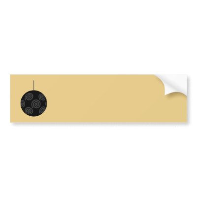 Black and Grey Christmas Bauble on Gold. Bumper Stickers by Graphics_By_Metarla
