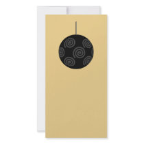 Black and Grey Christmas Bauble on Gold. Photo Card