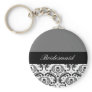 black and grey damask bridesmaid keychain