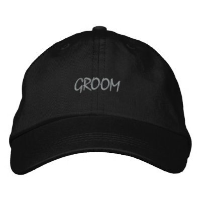 Black and Grey Groom Baseball Cap by monogramgallery