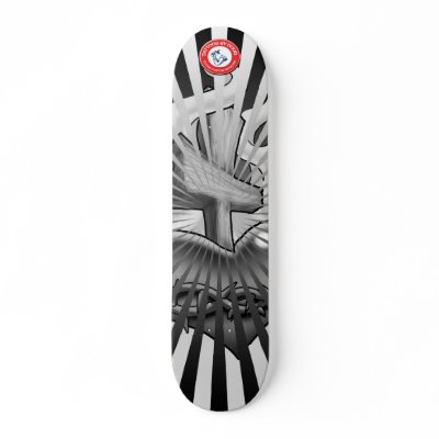 Black and Grey Sacred Heart Skate Board Deck by dgarciaii