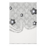 black and grey silver damask customized stationery