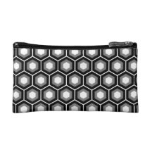 Black and Grey Tiled Hex Cosmetics Bag Cosmetic Bags