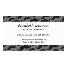 Black and grey trendy funny moustache pattern business card