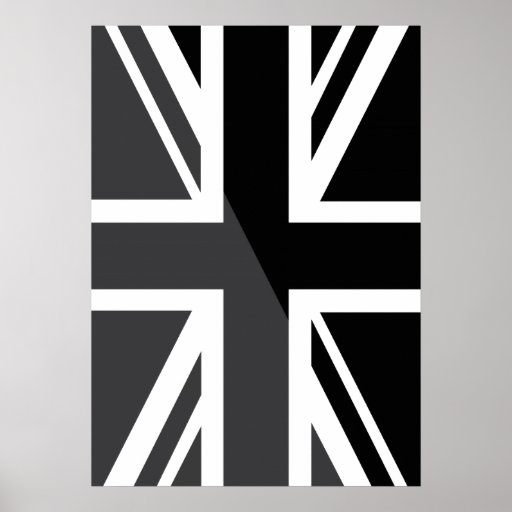 Black and grey Union Jack British(UK) Flag Posters Zazzle