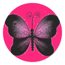 Black and Hot Pink Butterfly Sticker