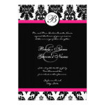 Black and Hot Pink Damask Wedding Invitation