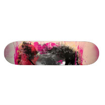 Black and hot pink grunge deck skate boards