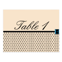 Black and Ivory Modern Damask Table Number Postcards