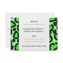 Black and Lime Green Leopard Print Pattern. Custom Invitation