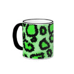 Black and Lime Green Leopard Print Pattern. Mugs