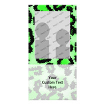 Black and Lime Green Leopard Print Pattern. Customised Photo Card