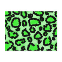 Black and Lime Green Leopard Print Pattern. Postcards