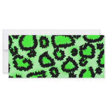 Black and Lime Green Leopard Print Pattern. Personalized Rack Card