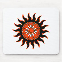 Black and Orange Sun Mousepad