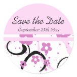 Black and Pink Floral Save the Date Envelope Seals stickers