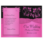 Black and Pink Floral Wedding Program flyers