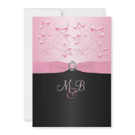 Black and Pink Pearl Loveknot Floral II Invitation