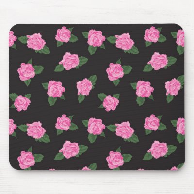 Black and pink rose mousepad by iBella
