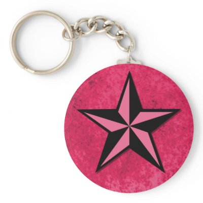 Black and Pink Star Keychain by doodles_designs