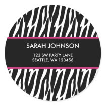 Black and Pink Zebra Pattern Custom Address Label