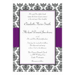 Black and Purple Damask Wedding Invitation