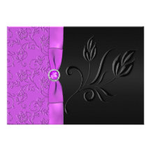 Black and Purple Jewelled Wedding Invitation