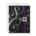 Black and Purple Scroll Ribbon Graduation Invitations