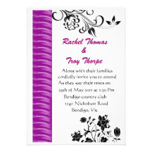 black and purple wedding invitation
