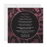 Black and Raspber Damask Wedding Invitation Square