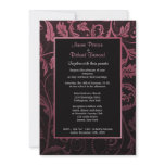 Black and Raspberry Damask Wedding Invitation