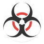 Black and Red Biohazard Round Stickers