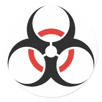 Black and Red Biohazard Round Stickers by QueenHare