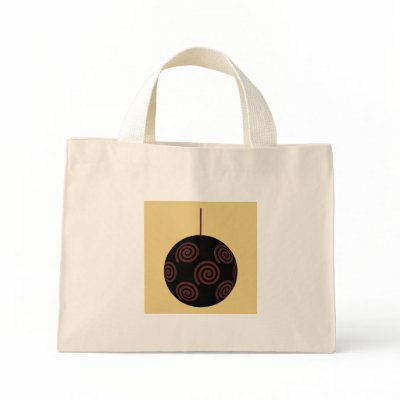 Black and Red Christmas Bauble on Gold Colour Canvas Bags by Graphics_By_Metarla