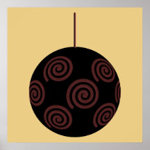 Black and Red Christmas Bauble on Gold Colour Poster