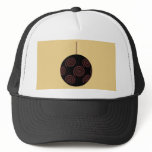 Black and Red Christmas Bauble on Gold. Custom hats