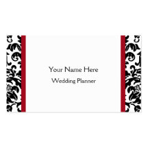Black and Red Damask business cards