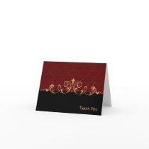 Black and Red Damask Gold Scroll