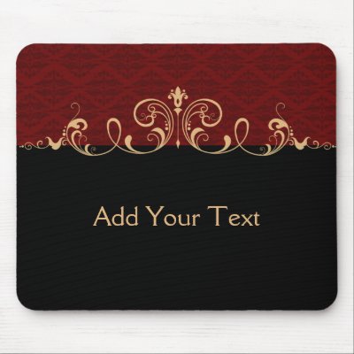 Black and Red Damask Gold Scroll by BeSeenBranding